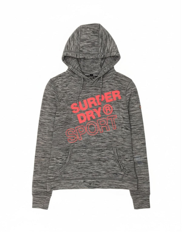 Damski sweter z kapturem Superdry, UK 12, średni szary, nakrapiany poliester