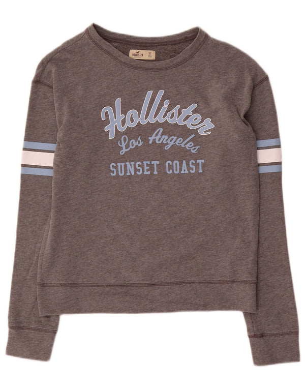 Damska bluza z grafiką Hollister UK 6 XS, szary, blok kolorów