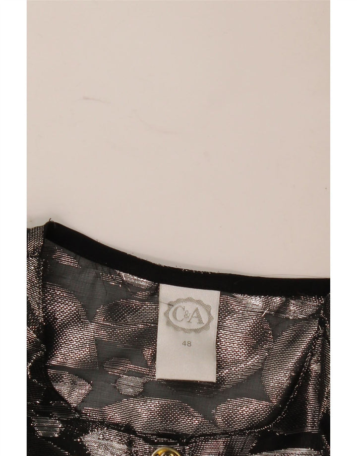 Damska bluzka koszulowa C & A z krótkim rękawem i abstrakcyjnym wzorem IT 48 XL srebrna