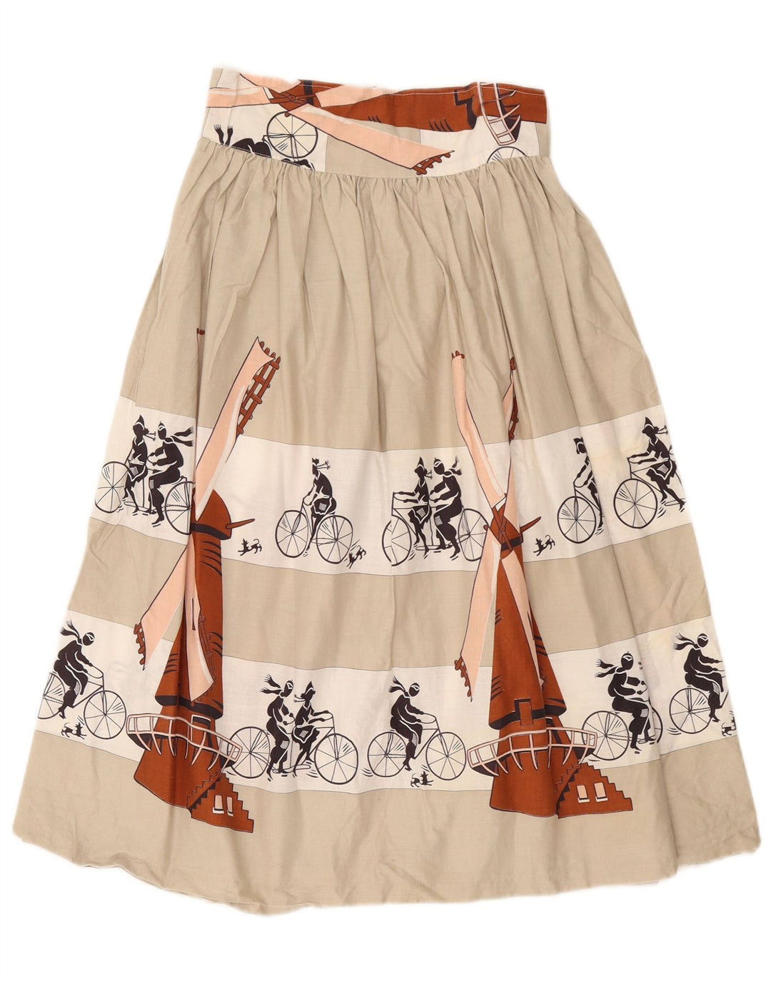 Damska spódnica w kształcie litery A w stylu vintage W26 Mały beżowy blok kolorów