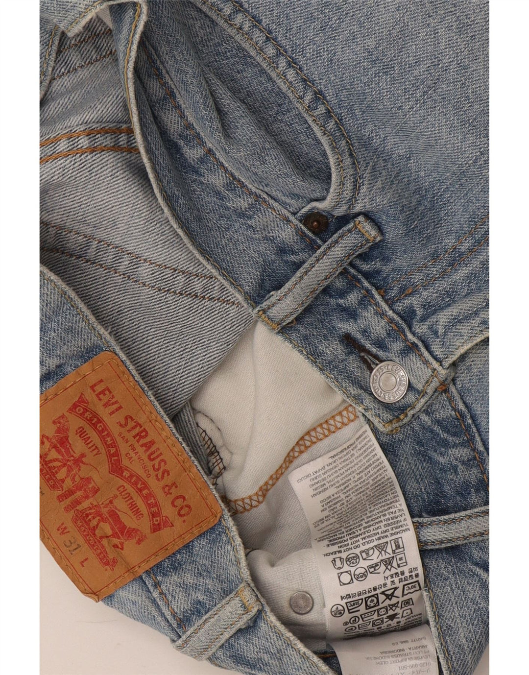 Męskie spodenki jeansowe Levi's 505 w trudnej sytuacji W31 Średnioniebieskie bawełniane