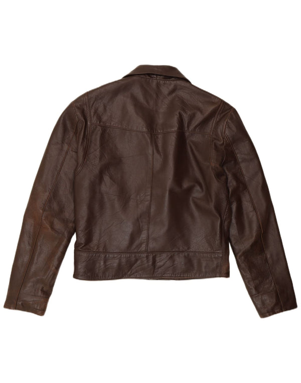 Vintage męska skórzana kurtka motocyklowa UK 40 duża brązowa skóra