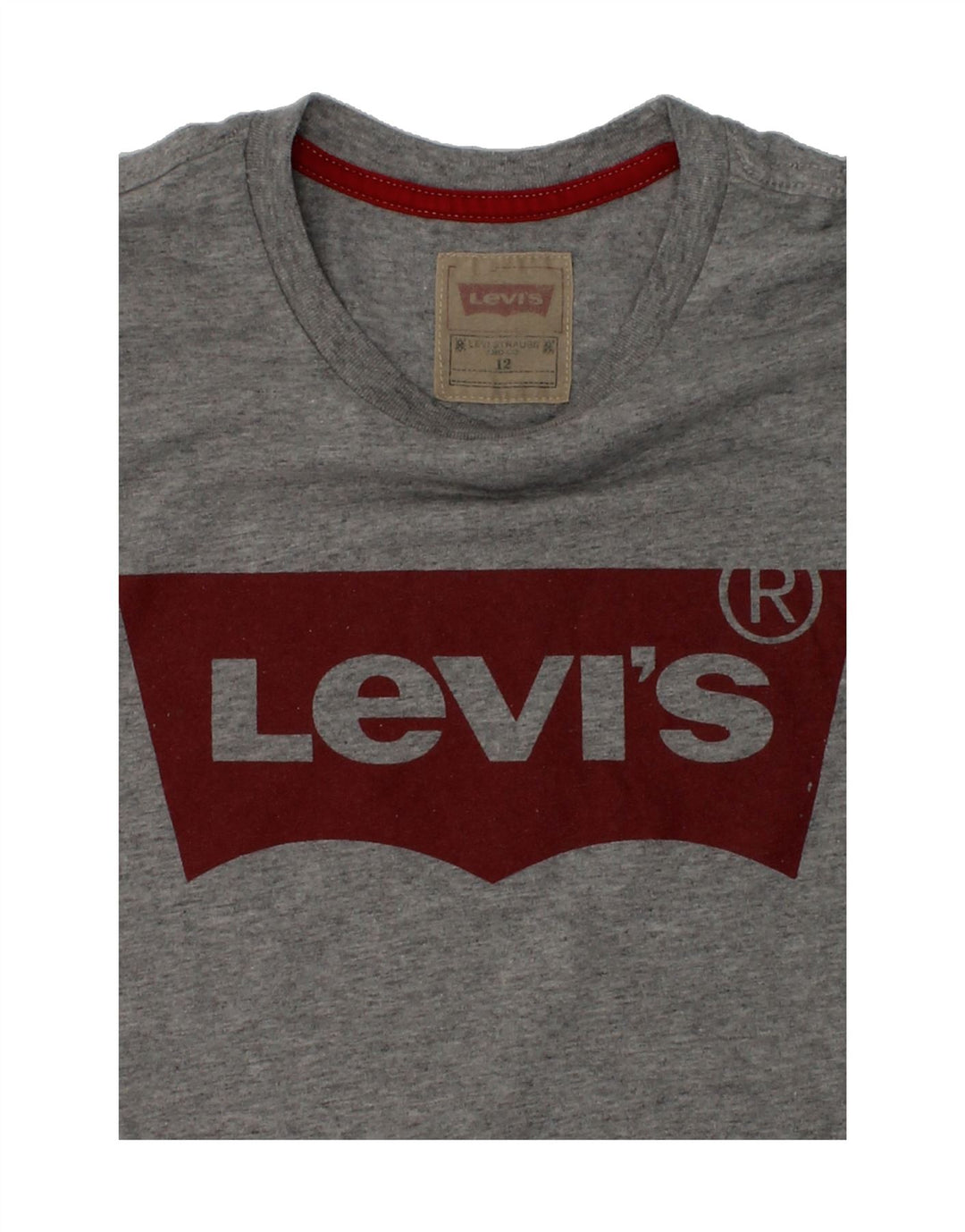LEVI'S Boys Graphic T-Shirt Top 11-12 Years Grey Cotton Vintage Levi's and Second-Hand Levi's from Messina Hembry 