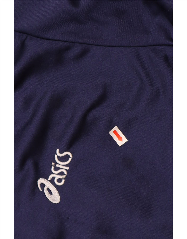 Męska kurtka dresowa ASICS z grafiką XL, granatowa, z blokami kolorów, poliamid