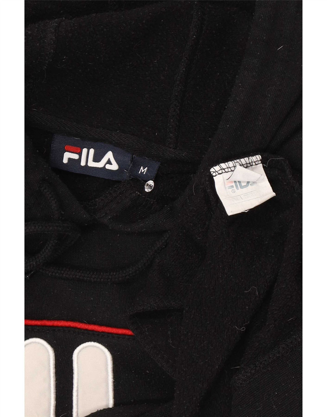 Męski sweter z kapturem Fila z grafiką, poliester w średnie czarne paski