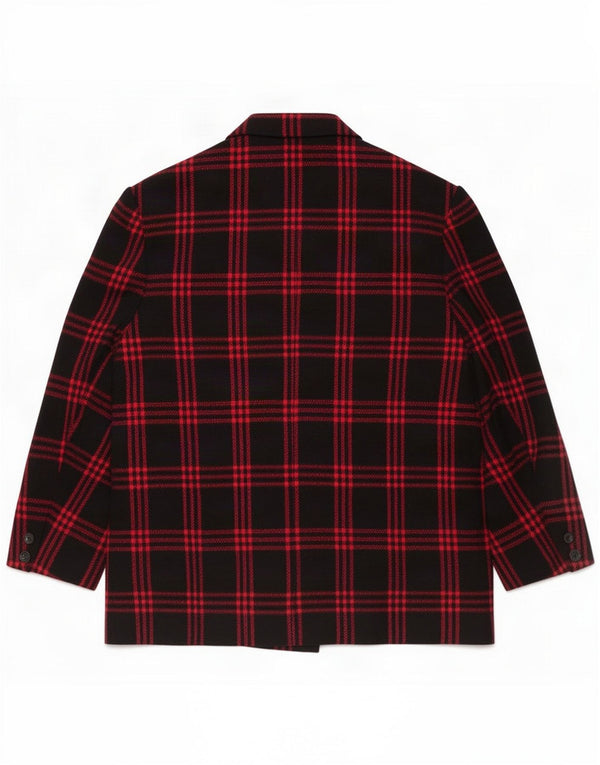 Planet Womens Double Breasted Blazer Jacket UK 16 Large Black Plaid Wool