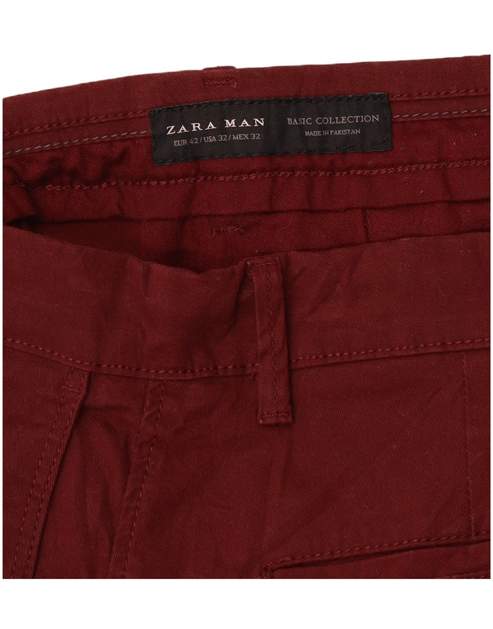 Męskie spodnie chino Zara EU 42 Medium W32 L30 Bordowe
