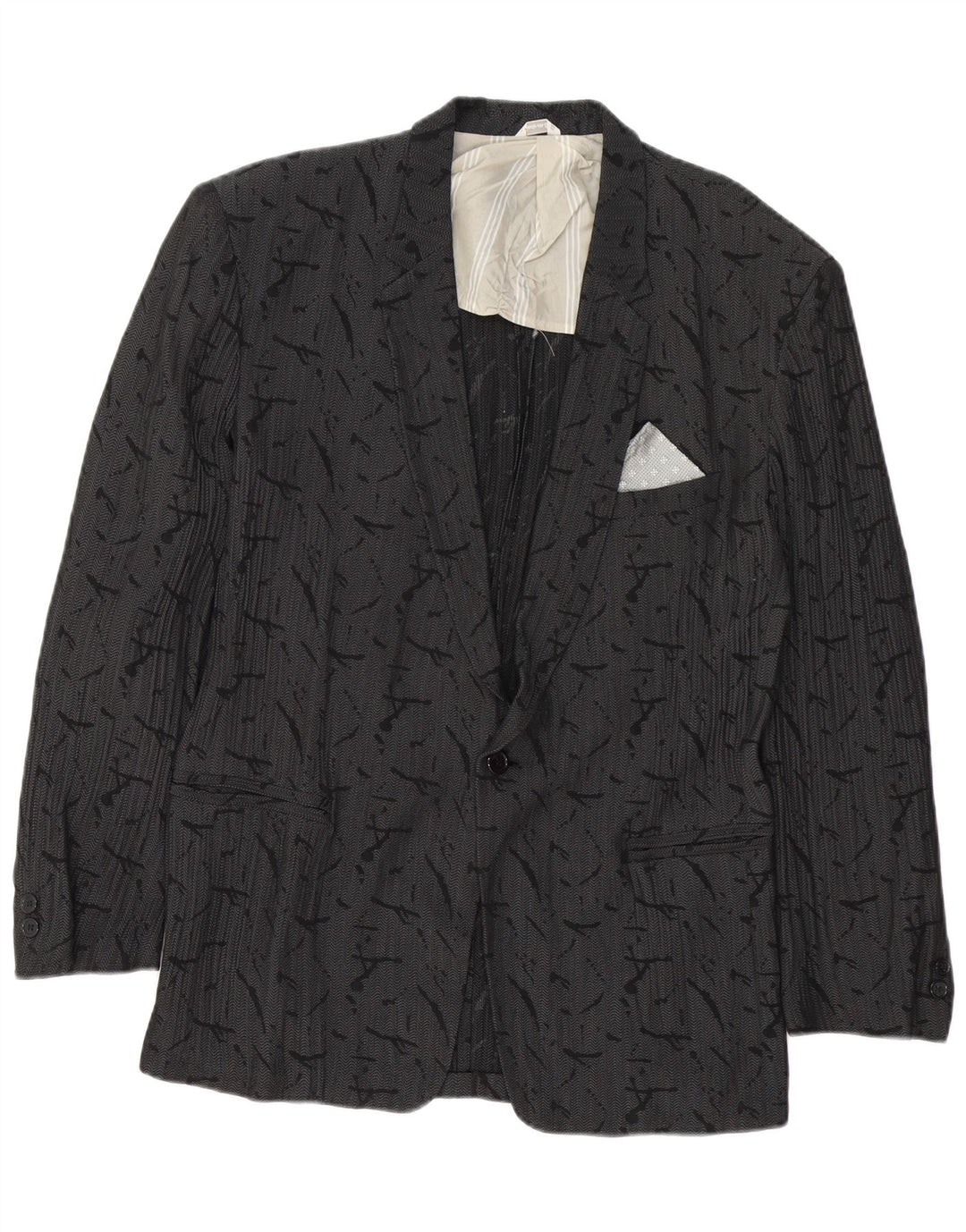 Męska marynarka Dei Filzi z abstrakcyjnym wzorem, zapinana na 1 guzik, IT 46, mała szara