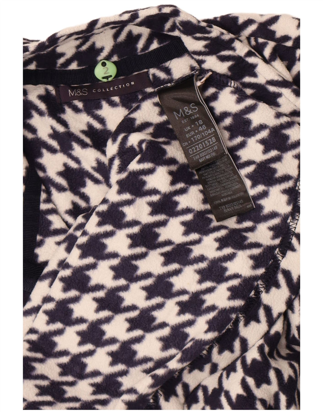 Damska kurtka polarowa Marks & Spencer UK 18 XL granatowa pepitka