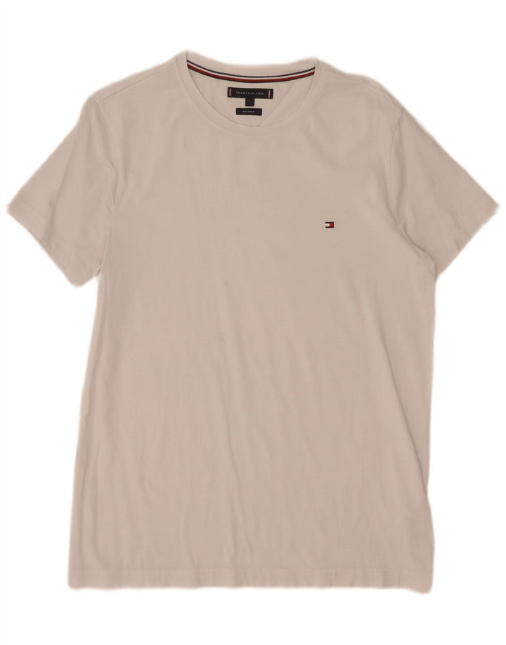 Tommy Hilfiger Męski T-shirt Extra Slim Top, duży, biały, bawełniany