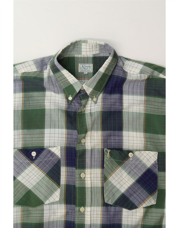 VINTAGE Mens Shirt XL Green Check Vintage Vintage and Second-Hand Vintage from Messina Hembry 