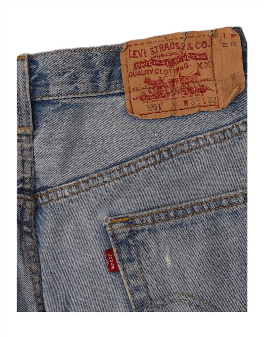 Damska spódnica dżinsowa Levi's 501 w trudnej sytuacji W33, duża niebieska