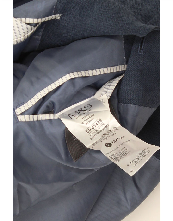 Marks & Spencer Męska marynarka zapinana na 2 guziki, UK 38, średni niebieski poliester