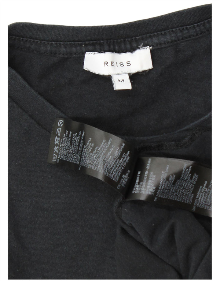 T-shirt męski Reiss Top, średni czarny, bawełniany