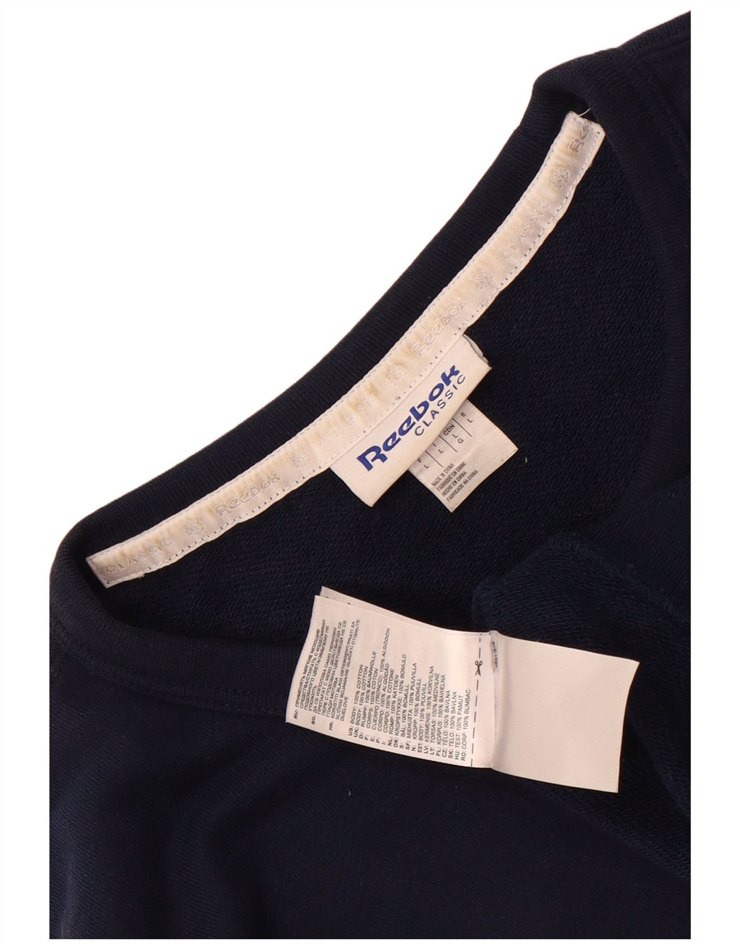 Męska bluza Reebok z grafiką, duża, bawełniana, w kolorze granatowym