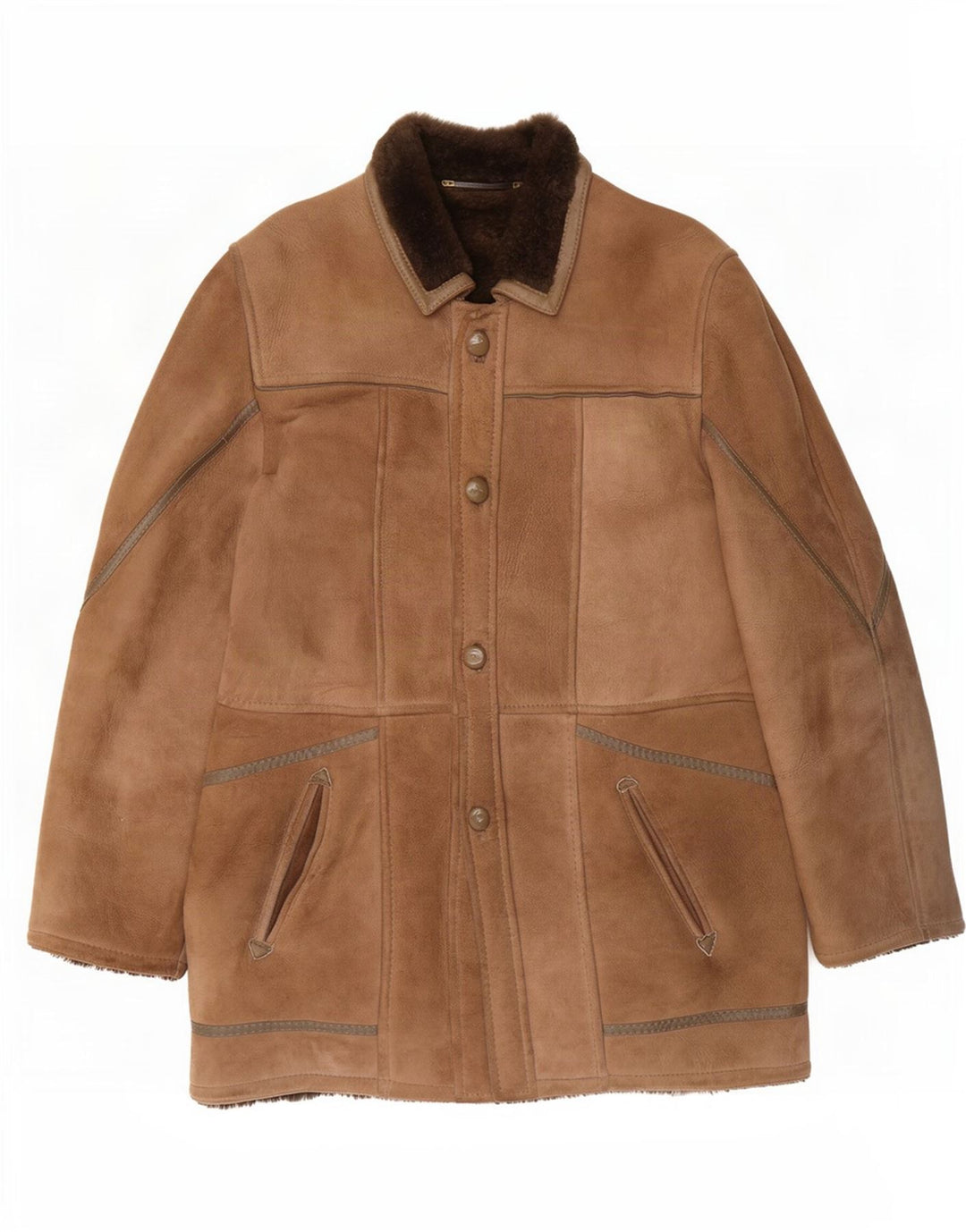 Vintage męska kurtka shearling IT 48 średni brąz