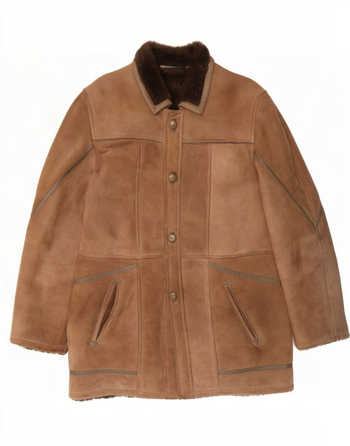 Vintage męska kurtka shearling IT 48 średni brąz