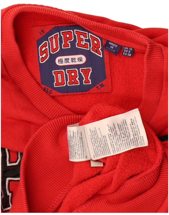Damski sweter oversize Superdry z grafiką UK 10, mały, czerwony, bawełniany