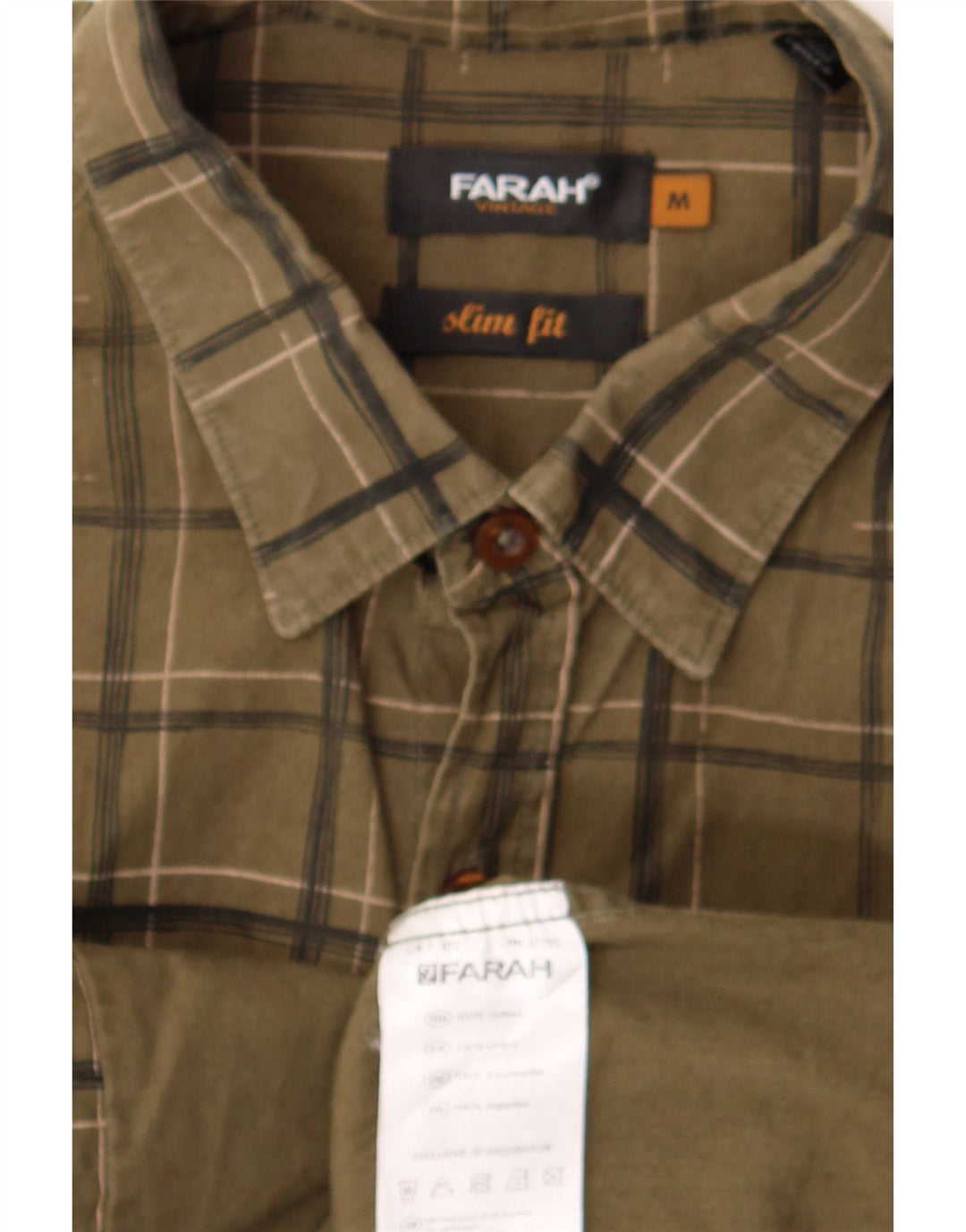 Koszula flanelowa męska Farah Slim Fit, bawełniana w średnią zieloną kratkę