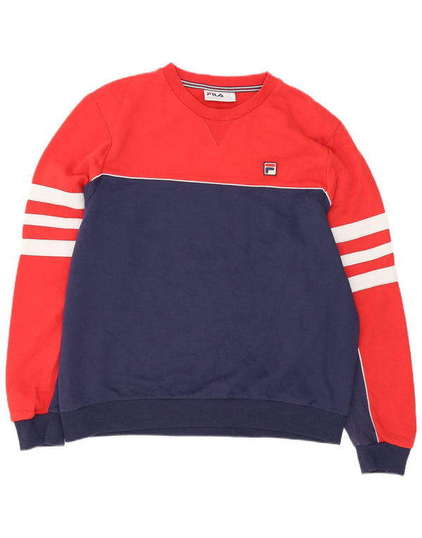 Bluza męska Fila XL, bawełniana w bloki kolorów, czerwona
