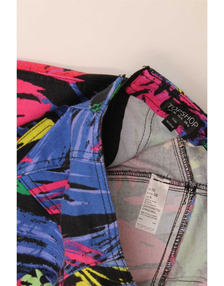 Topshop damska mini spódniczka w abstrakcyjny wzór UK 10 mała W27 wielokolorowa