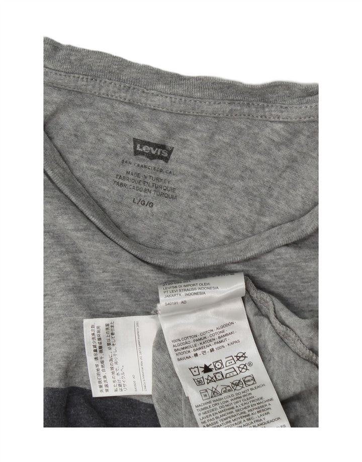 Męski T-shirt z grafiką Levi's, duży, szary, z bawełny w plamki