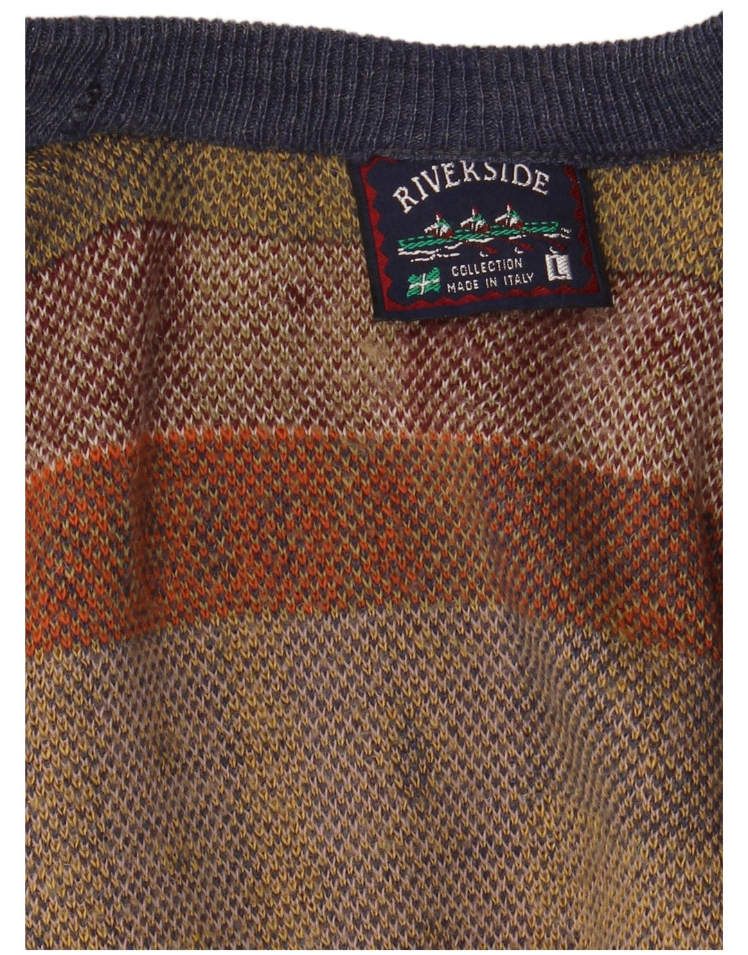 Męski sweter w stylu vintage z dekoltem w szpic, duży, wielobarwny patchwork