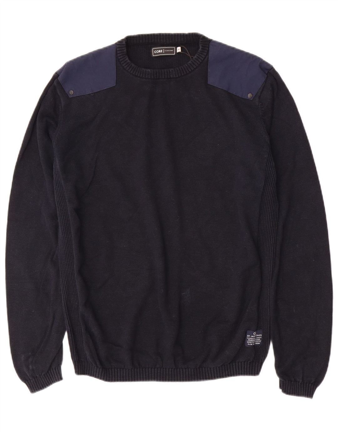 JACK & JONES Mens Crew Neck Jumper Sweater Large Navy Blue Colourblock