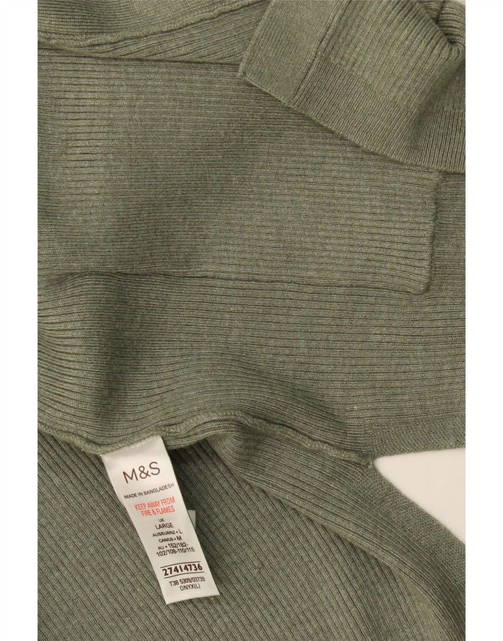Marks & Spencer Damski sweter oversize z otwartym kardiganem, UK 16, duży, khaki