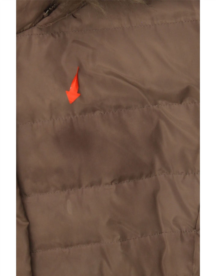 ARMANI JEANS Damska ocieplana kurtka z kapturem IT 40, mała, brązowa, poliester