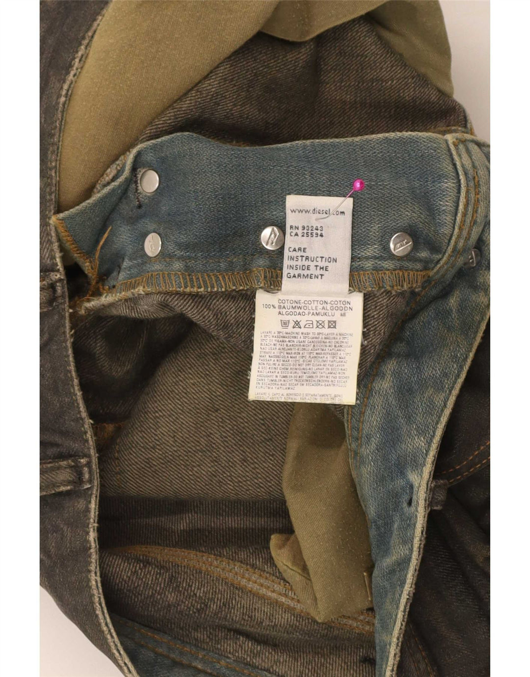 Męskie proste dżinsy Diesel W31 L36 Khaki, bawełna