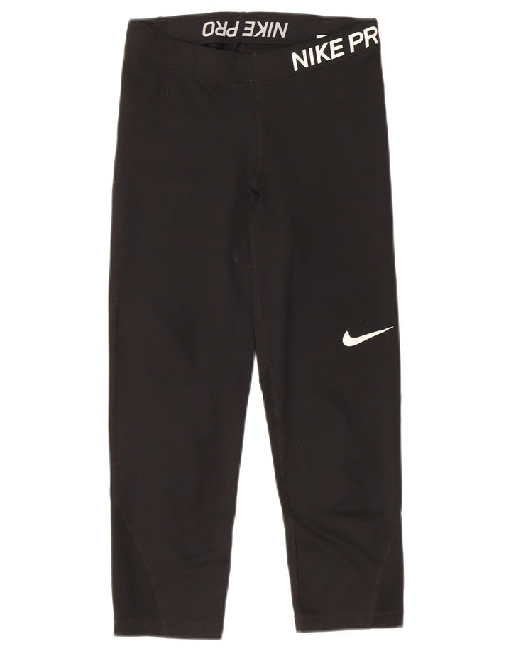 Damskie legginsy Nike Capri Graphic UK 8, małe, czarne, poliestrowe