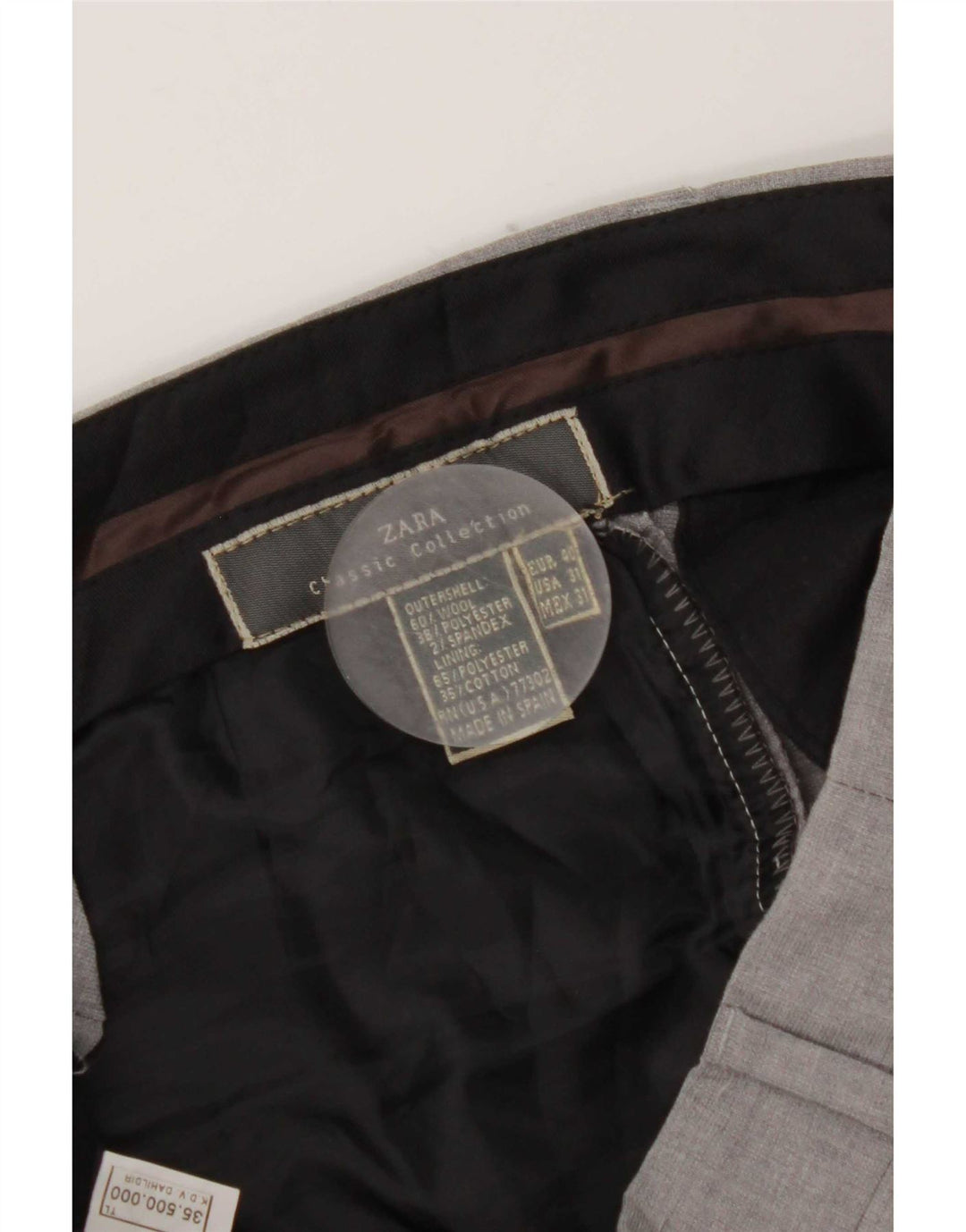 Męskie proste spodnie garniturowe Zara EU 40 Medium W31 L31 Szara wełna