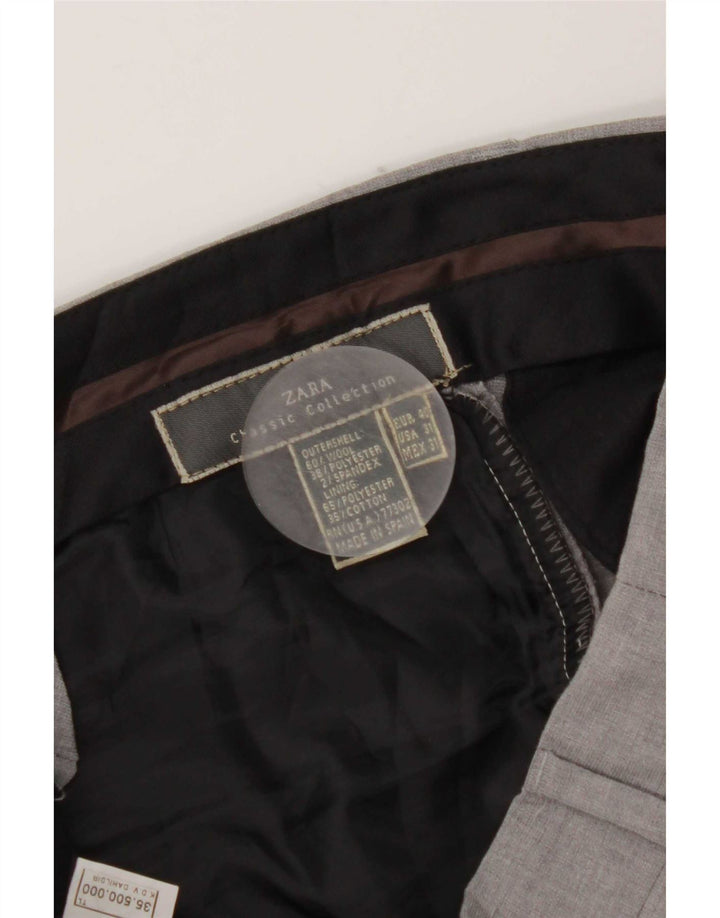 Męskie proste spodnie garniturowe Zara EU 40 Medium W31 L31 Szara wełna