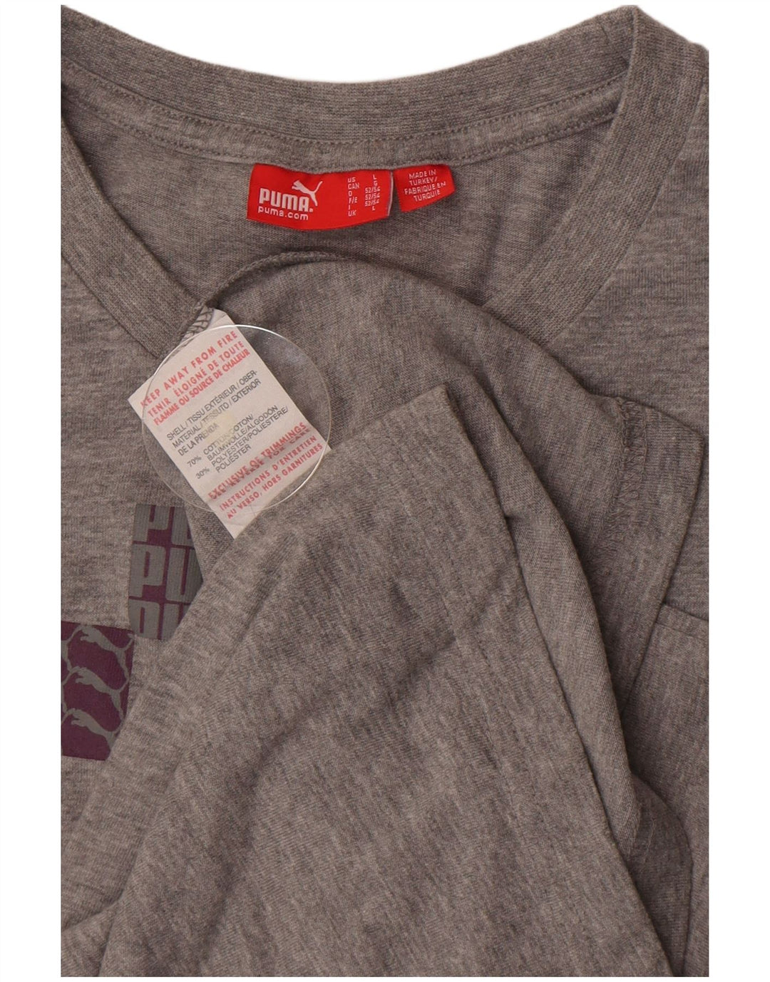Męski T-shirt Puma z grafiką, duży, szary, z bawełny w plamki