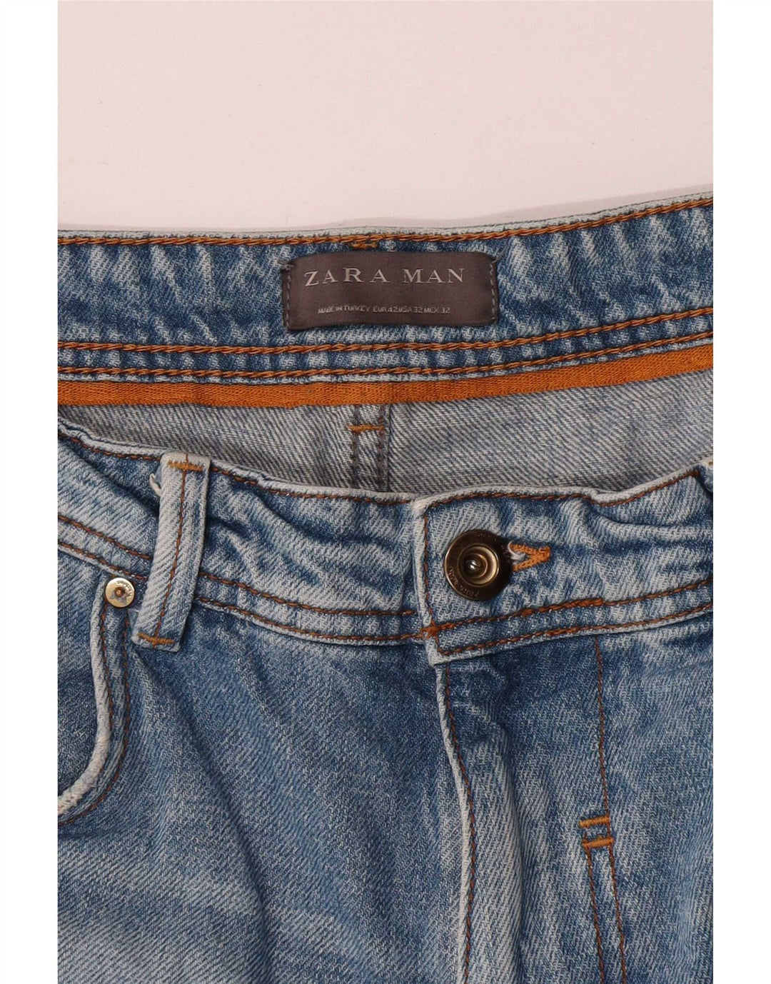 Męskie spodenki jeansowe Zara w trudnej sytuacji EU 42, duże W32, niebieskie