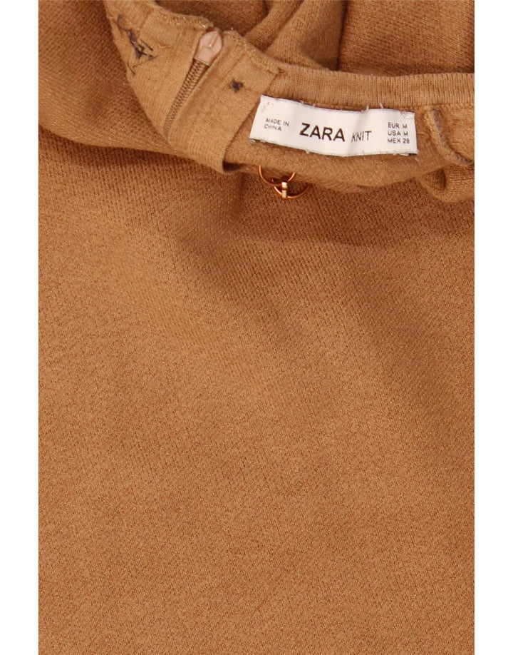 Damski krótki top Zara z krótkim rękawem UK 12, średni brąz