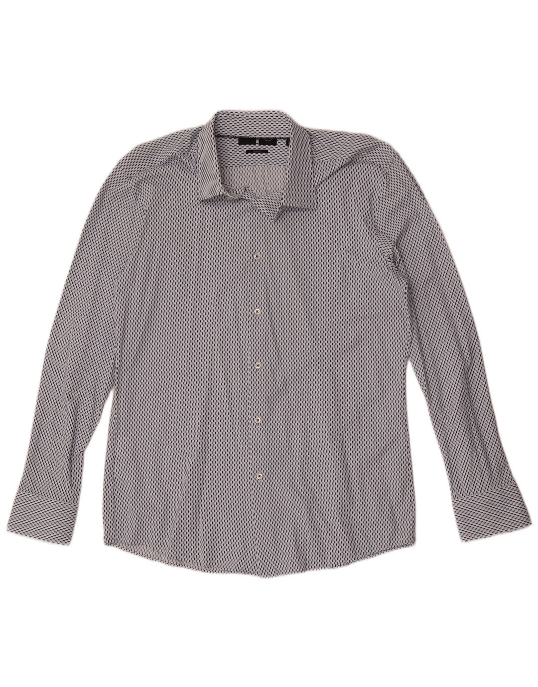 Męska koszula slim fit Hugo Boss, rozmiar 41 16, duża, niebieska, geometryczna poliamid