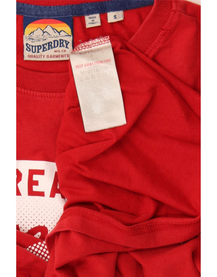 Męski T-shirt z grafiką Superdry, mały, czerwony, bawełniany