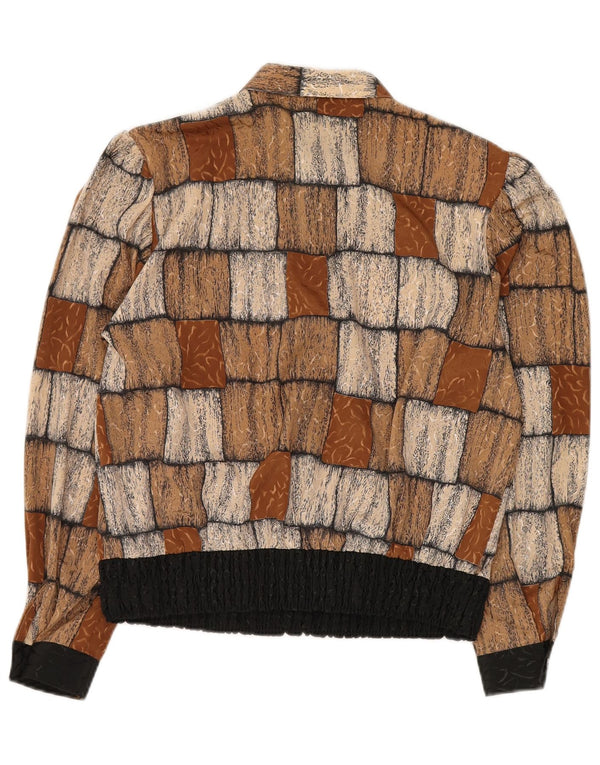 FRANKENWALDER Damska bluzka koszulowa EU 42 Duży brązowy patchworkowy poliester