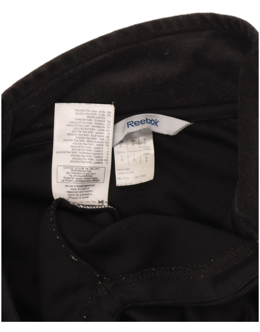 Męski dres REEBOK z grafiką i zamkiem błyskawicznym, mały, czarny poliester