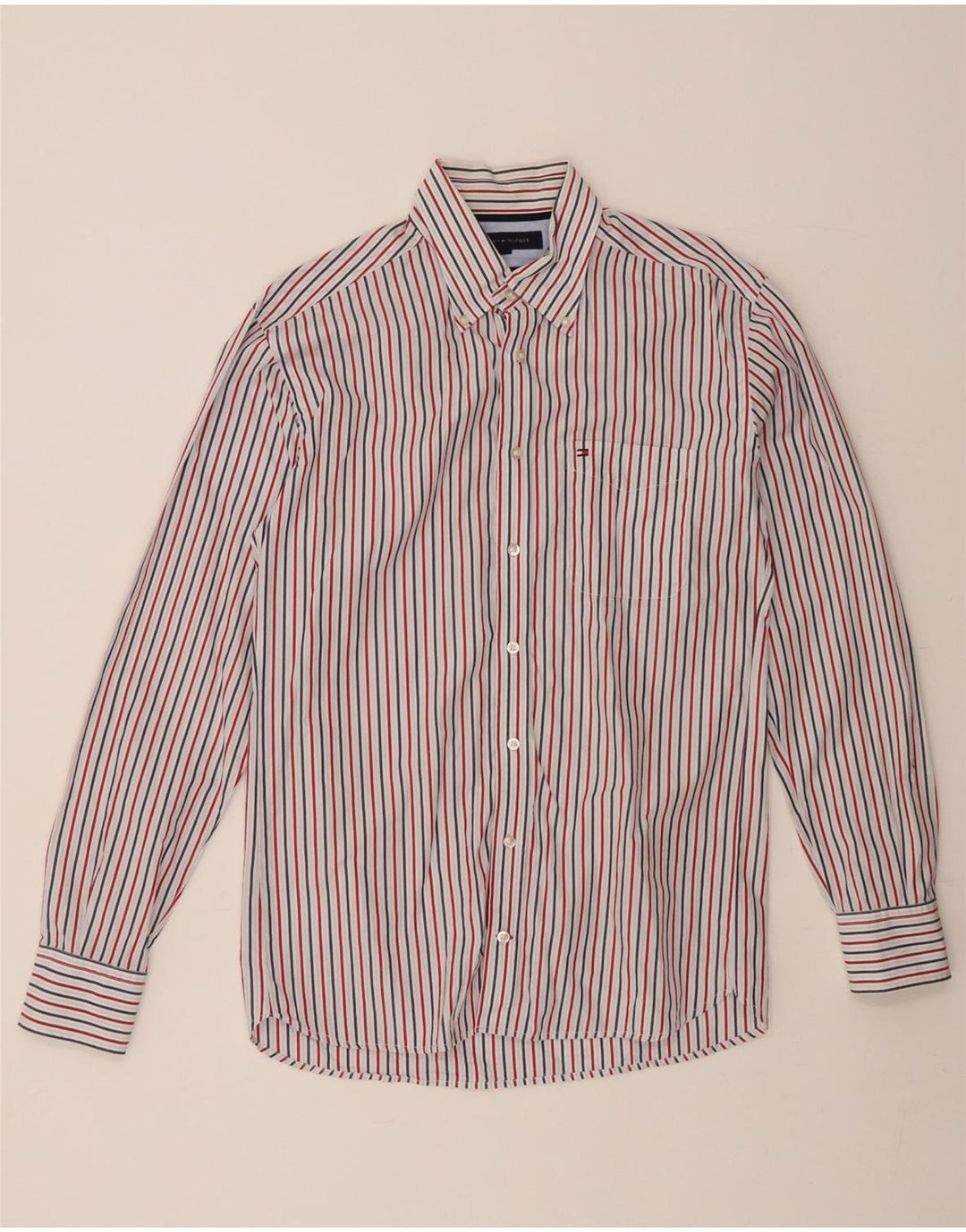 TOMMY HILFIGER Mens Shirt Medium Multicoloured Striped Cotton Vintage Tommy Hilfiger and Second-Hand Tommy Hilfiger from Messina Hembry 