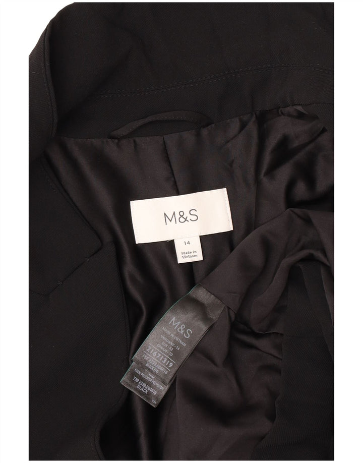 Marks & Spencer Damska otwarta marynarka UK 14, duża, czarna, poliester