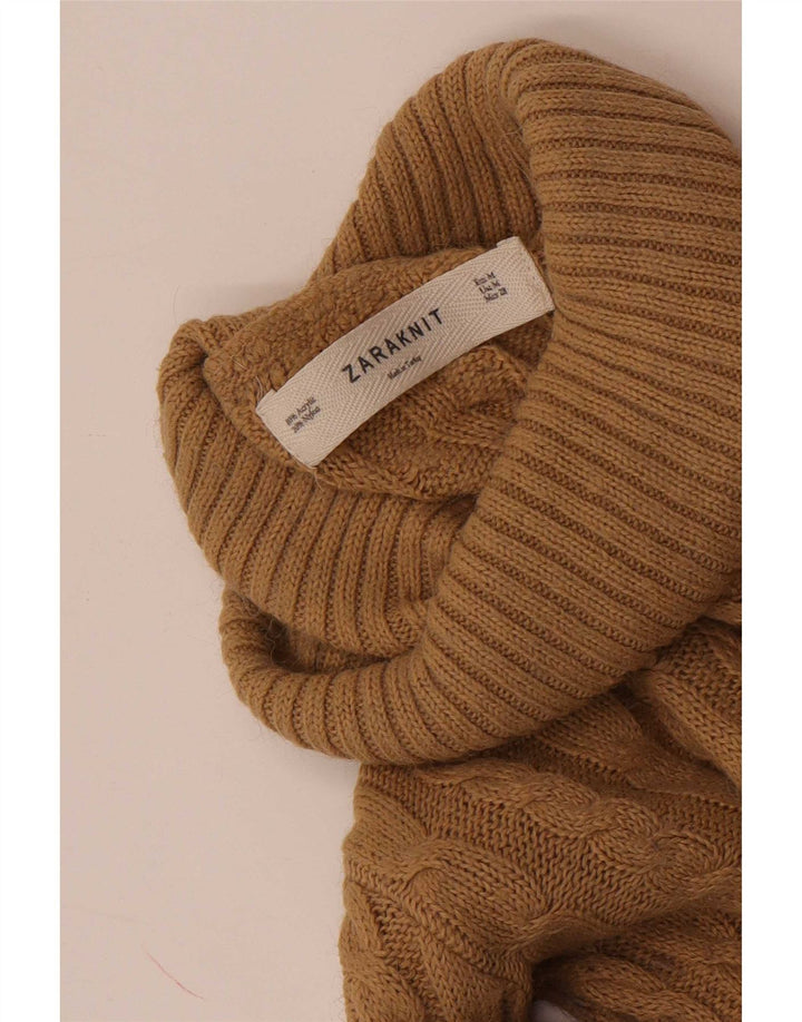 Damski sweter z golfem Zara UK 12 Średni brązowy akryl