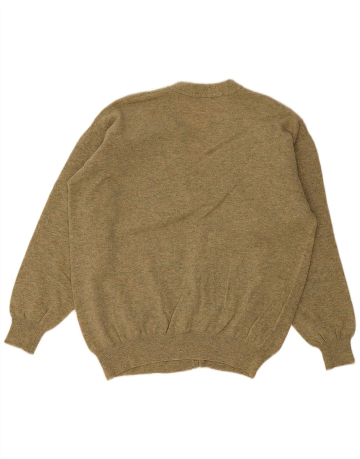 Vintage męski sweter rozpinany XL, zielona wełna