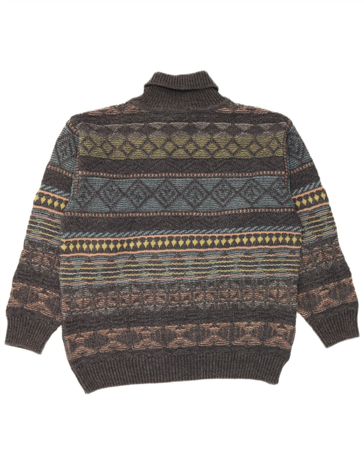 Męski sweter Gilberto z wywijanym dekoltem IT 56 2XL Szara, geometryczna wełna