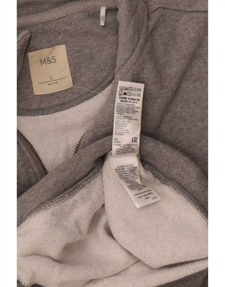 Marks & Spencer Męski sweter z zamkiem błyskawicznym, duży, szary, bawełniany