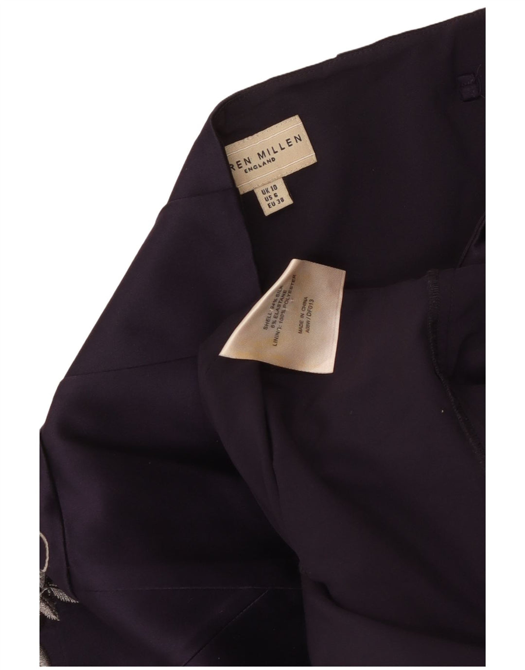 KAREN MILLEN Damska sukienka bez ramiączek UK 10 Mały fioletowy kwiatowy jedwab