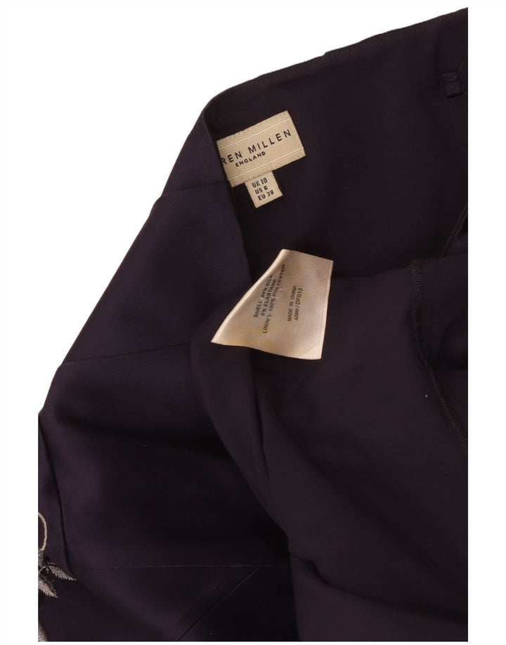 KAREN MILLEN Damska sukienka bez ramiączek UK 10 Mały fioletowy kwiatowy jedwab