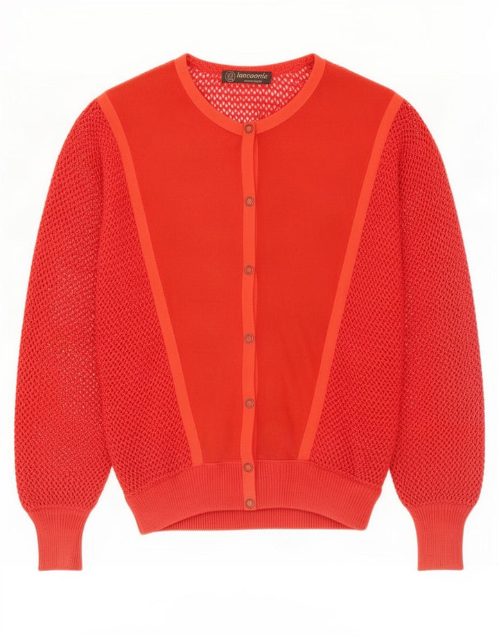 Sweter damski w stylu vintage, prześwitujący sweter IT 44, średni czerwony